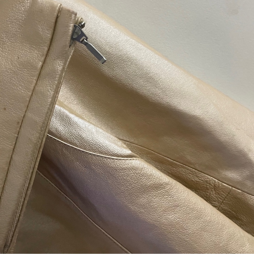 Dialogue Gold Women's Leather Jacket Chic Classic Work - Picture 9 of 11
